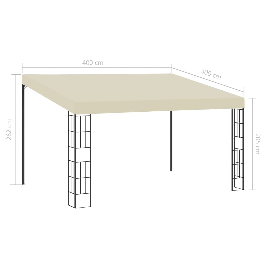 Wandprieel 3x4 m stof crèmekleurig