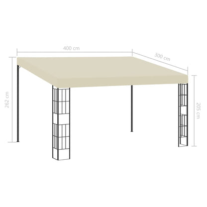 Wandprieel 3x4 m stof crèmekleurig