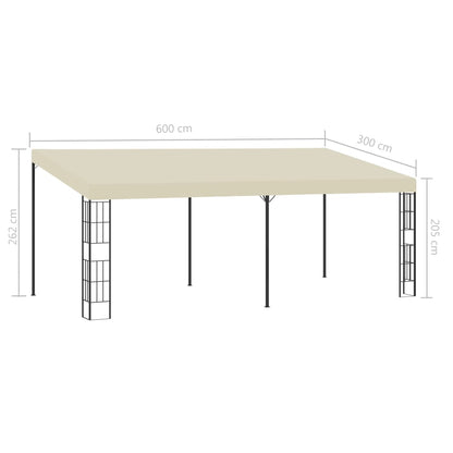 Wandprieel 3x6 m stof crèmekleurig