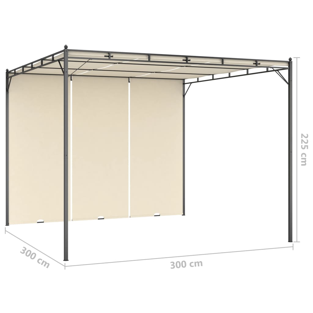 Tuinprieel met zijgordijn 3x3x2,25 m crème