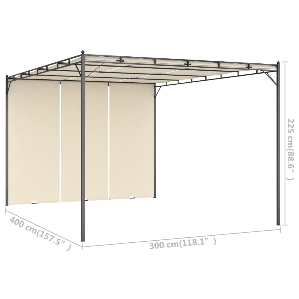 Tuinprieel met zijgordijn 4x3x2,25 m crème