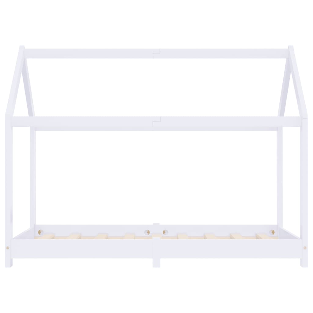 Kinderbedframe massief grenenhout wit 80x160 cm