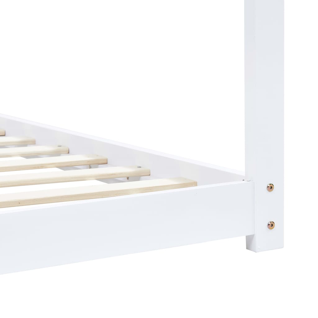 Kinderbedframe massief grenenhout wit 90x200 cm