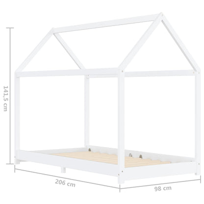 Kinderbedframe massief grenenhout wit 90x200 cm