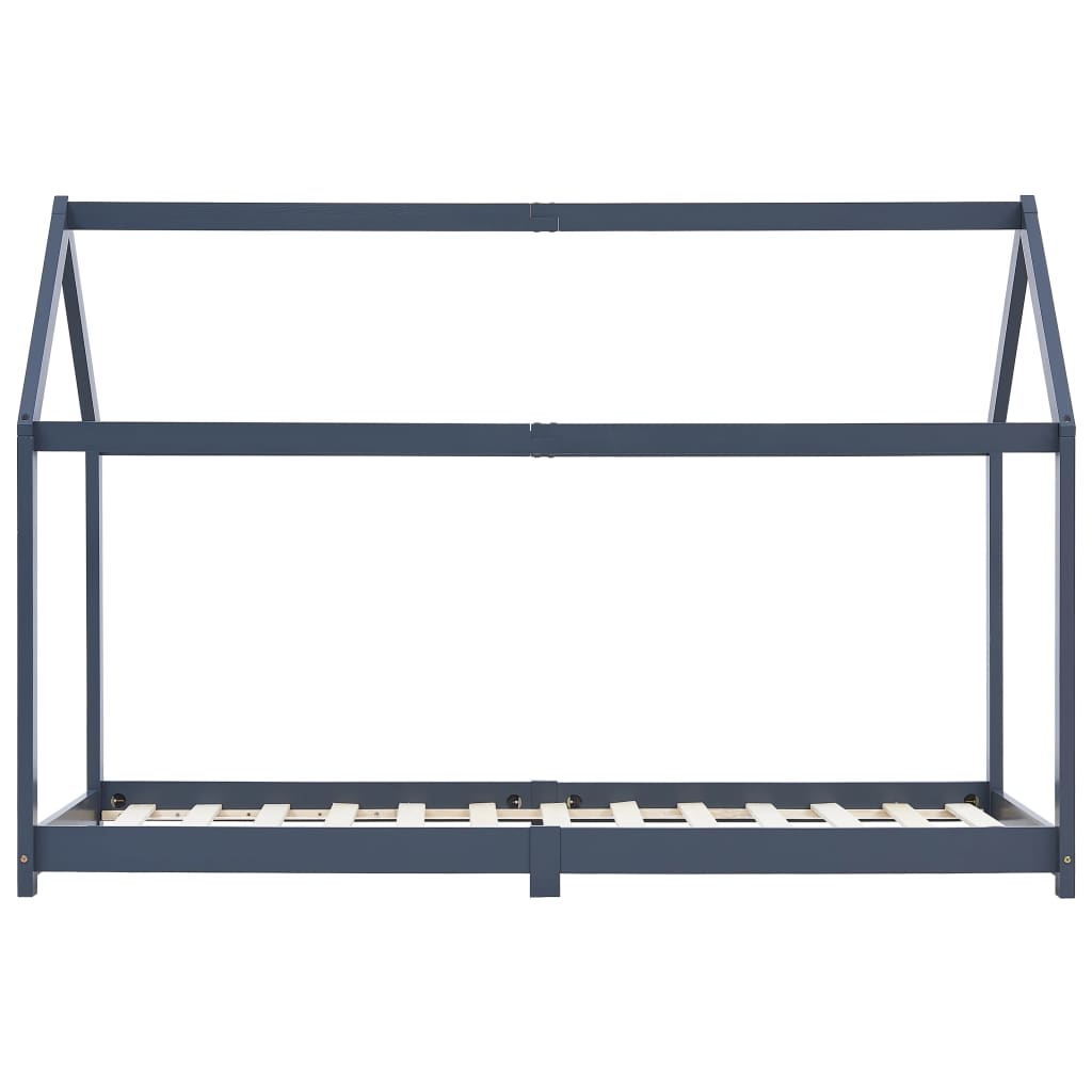 Kinderbedframe massief grenenhout grijs 90x200 cm