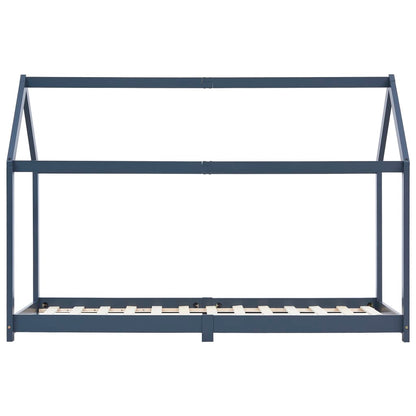 Kinderbedframe massief grenenhout grijs 90x200 cm