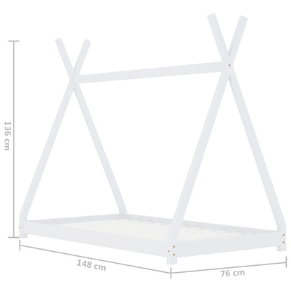 Kinderbedframe massief grenenhout wit 70x140 cm