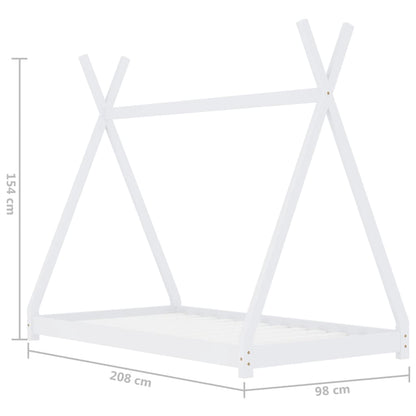 Kinderbedframe massief grenenhout wit 90x200 cm