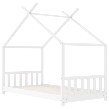 Kinderbedframe massief grenenhout wit 70x140 cm