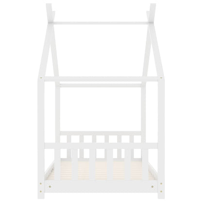 Kinderbedframe massief grenenhout wit 70x140 cm