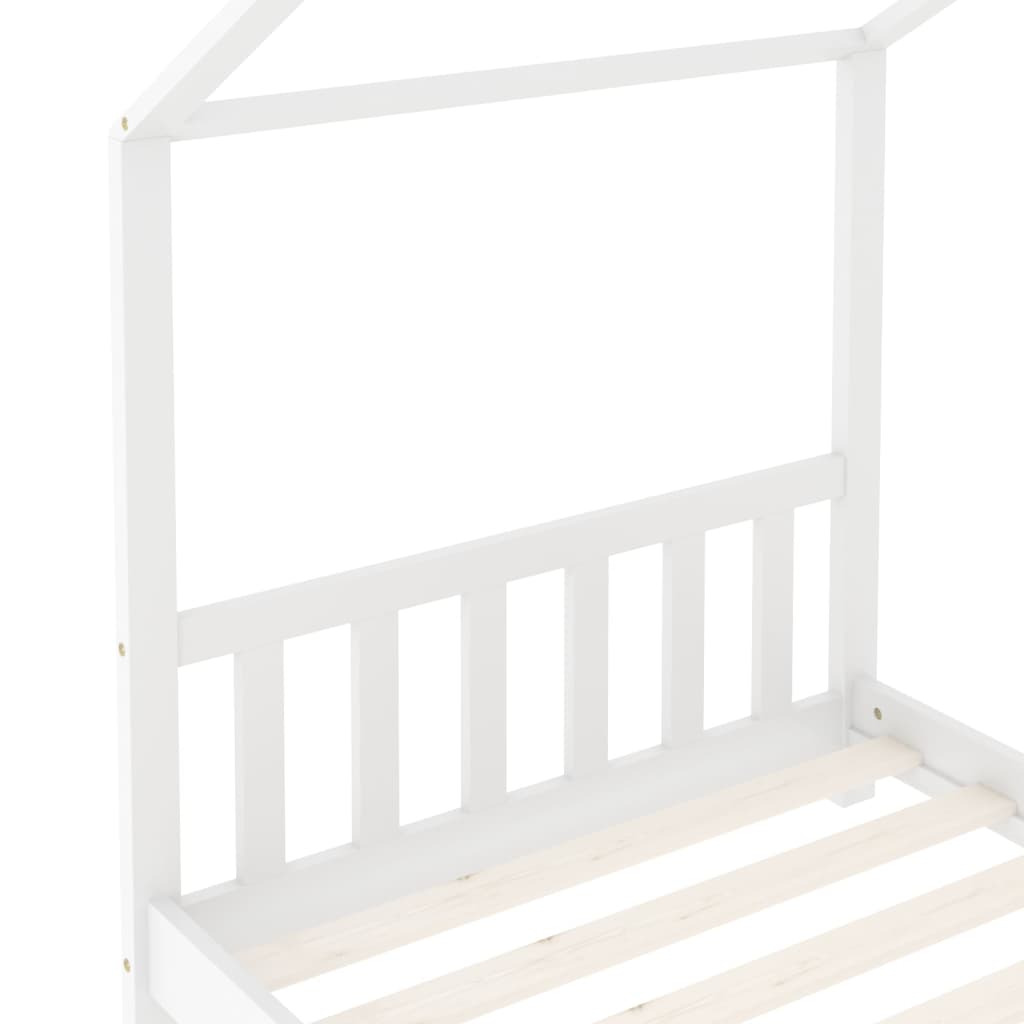 Kinderbedframe massief grenenhout wit 70x140 cm