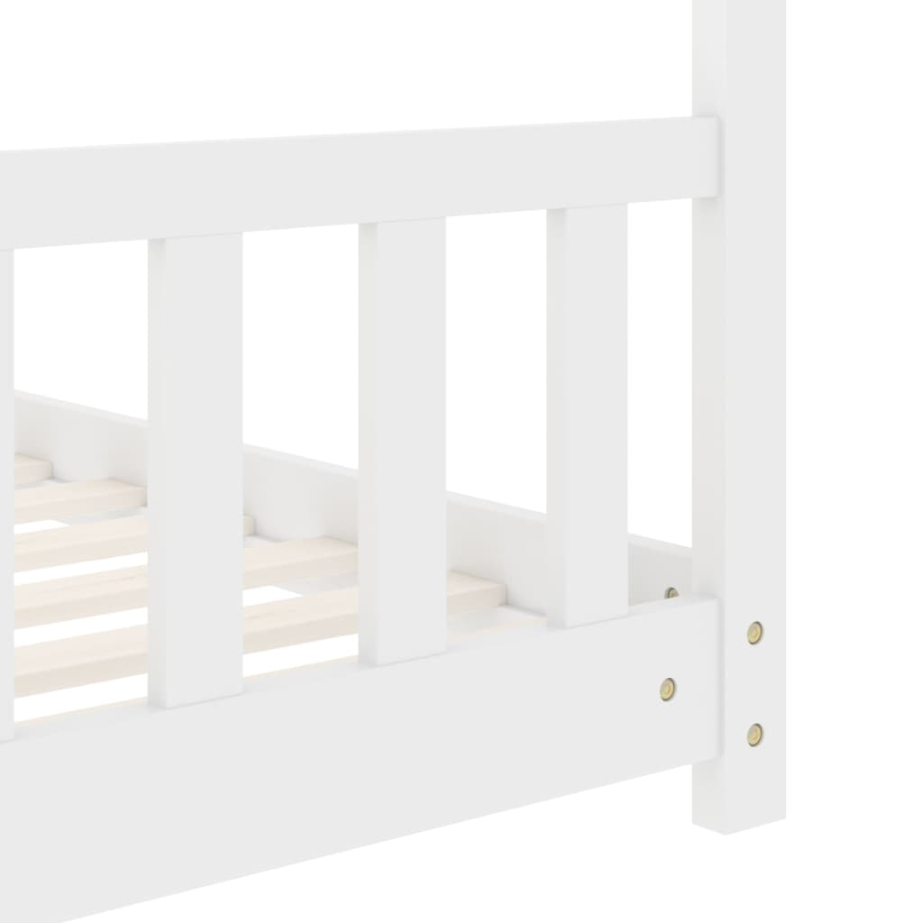 Kinderbedframe massief grenenhout wit 70x140 cm