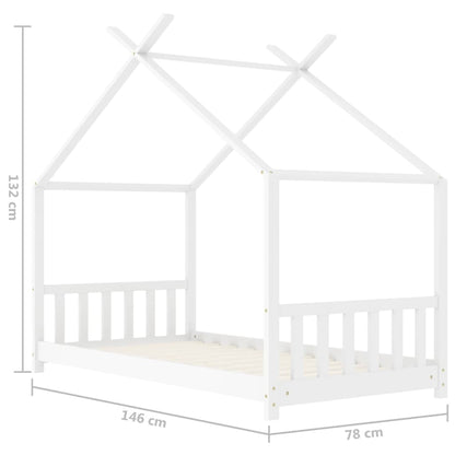 Kinderbedframe massief grenenhout wit 70x140 cm