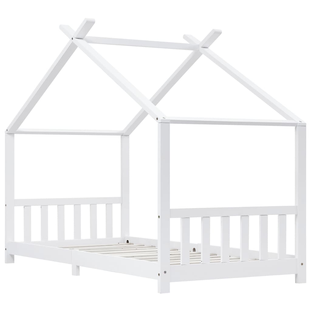 Kinderbedframe massief grenenhout wit 90x200 cm