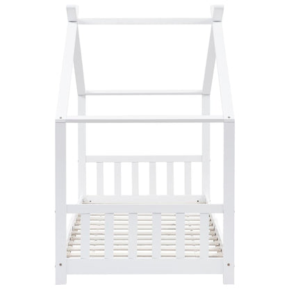 Kinderbedframe massief grenenhout wit 90x200 cm