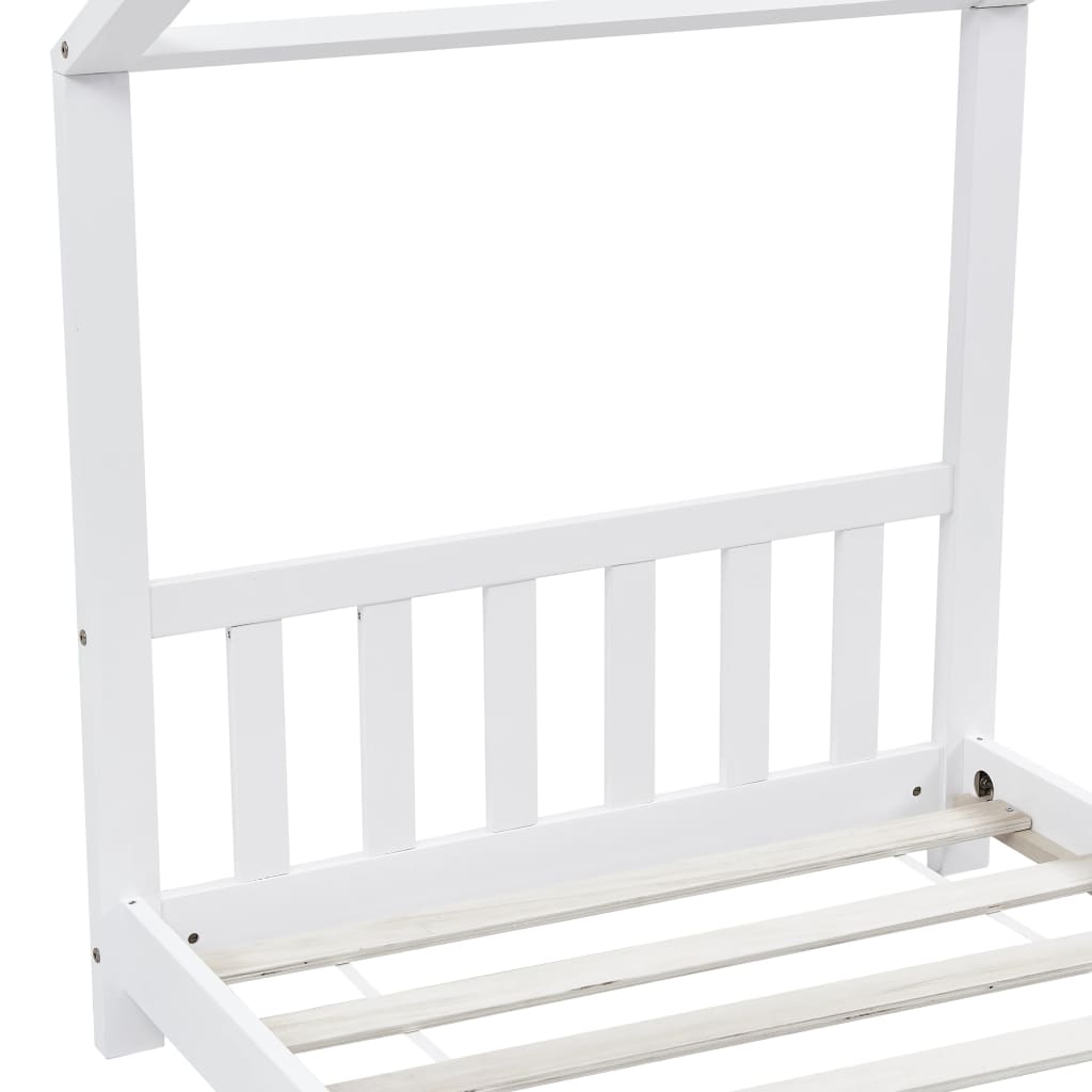 Kinderbedframe massief grenenhout wit 90x200 cm