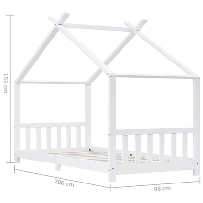 Kinderbedframe massief grenenhout wit 90x200 cm