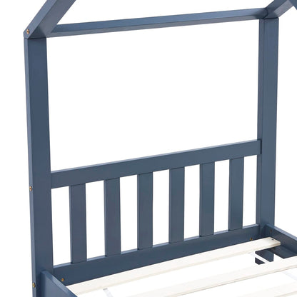 Kinderbedframe massief grenenhout grijs 70x140 cm