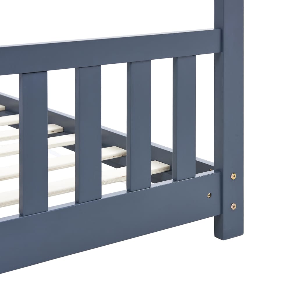 Kinderbedframe massief grenenhout grijs 70x140 cm