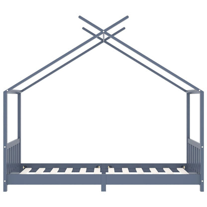 Kinderbedframe massief grenenhout grijs 90x200 cm