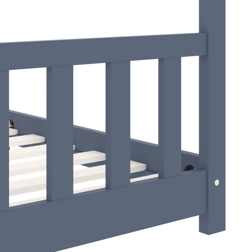 Kinderbedframe massief grenenhout grijs 90x200 cm