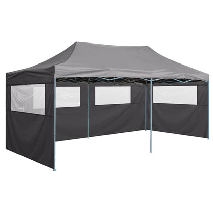 Partytent met 4 zijwanden inklapbaar 3x6 m staal antraciet