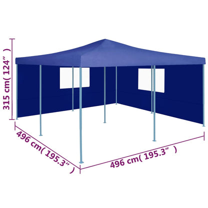 Prieel inklapbaar met 2 zijwanden 5x5 m blauw