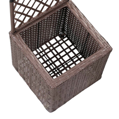 Latwerkplantenbak verhoogd met 1 pot 30x30x107 cm rattan bruin