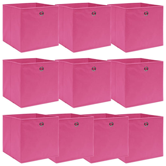 Opbergboxen 10 st 32x32x32 cm stof roze