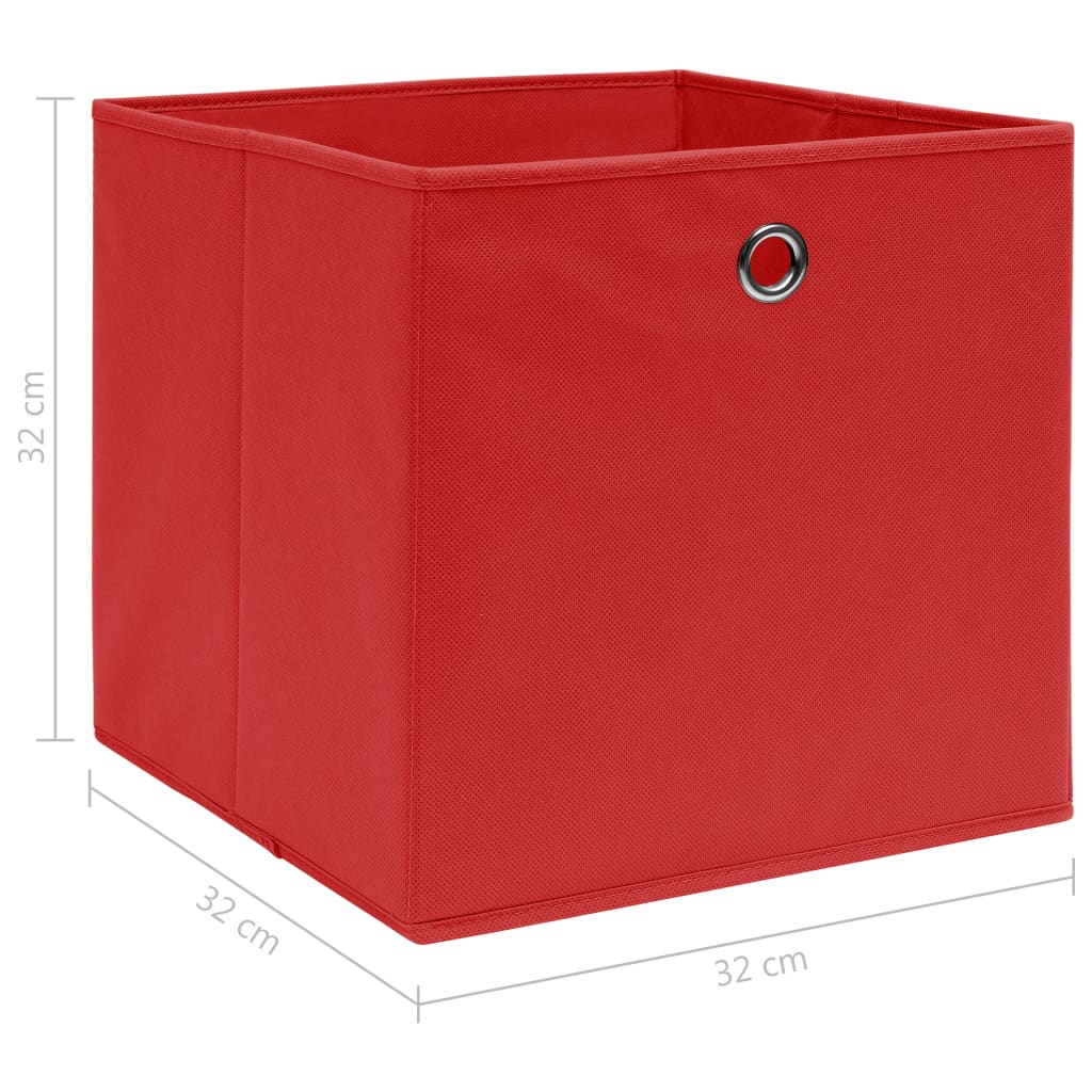 Opbergboxen 10 st 32x32x32 cm stof rood