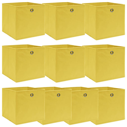 Opbergboxen 10 st 32x32x32 cm stof geel