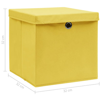 Opbergboxen met deksel 10 st 32x32x32 cm stof geel