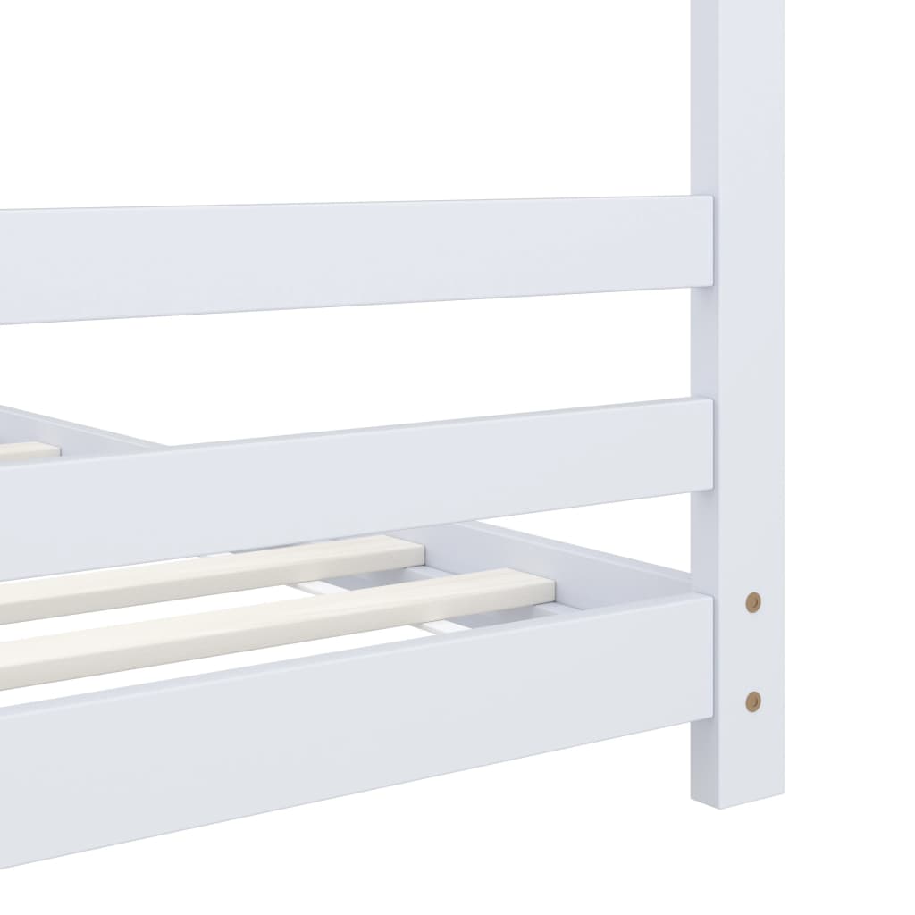 Kinderbedframe massief grenenhout wit 70x140 cm