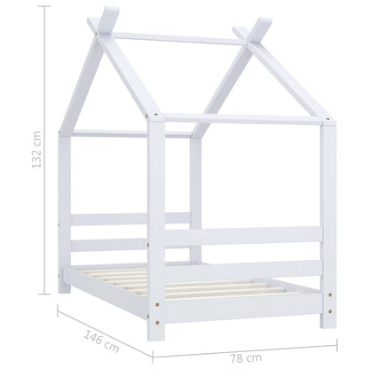 Kinderbedframe massief grenenhout wit 70x140 cm