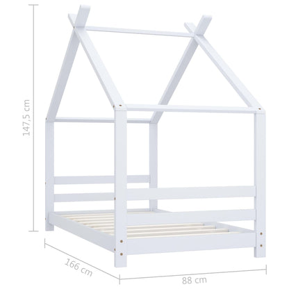 Kinderbedframe massief grenenhout wit 80x160 cm