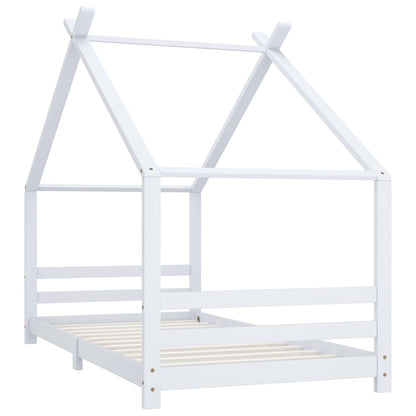 Kinderbedframe massief grenenhout wit 90x200 cm