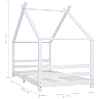 Kinderbedframe massief grenenhout wit 90x200 cm