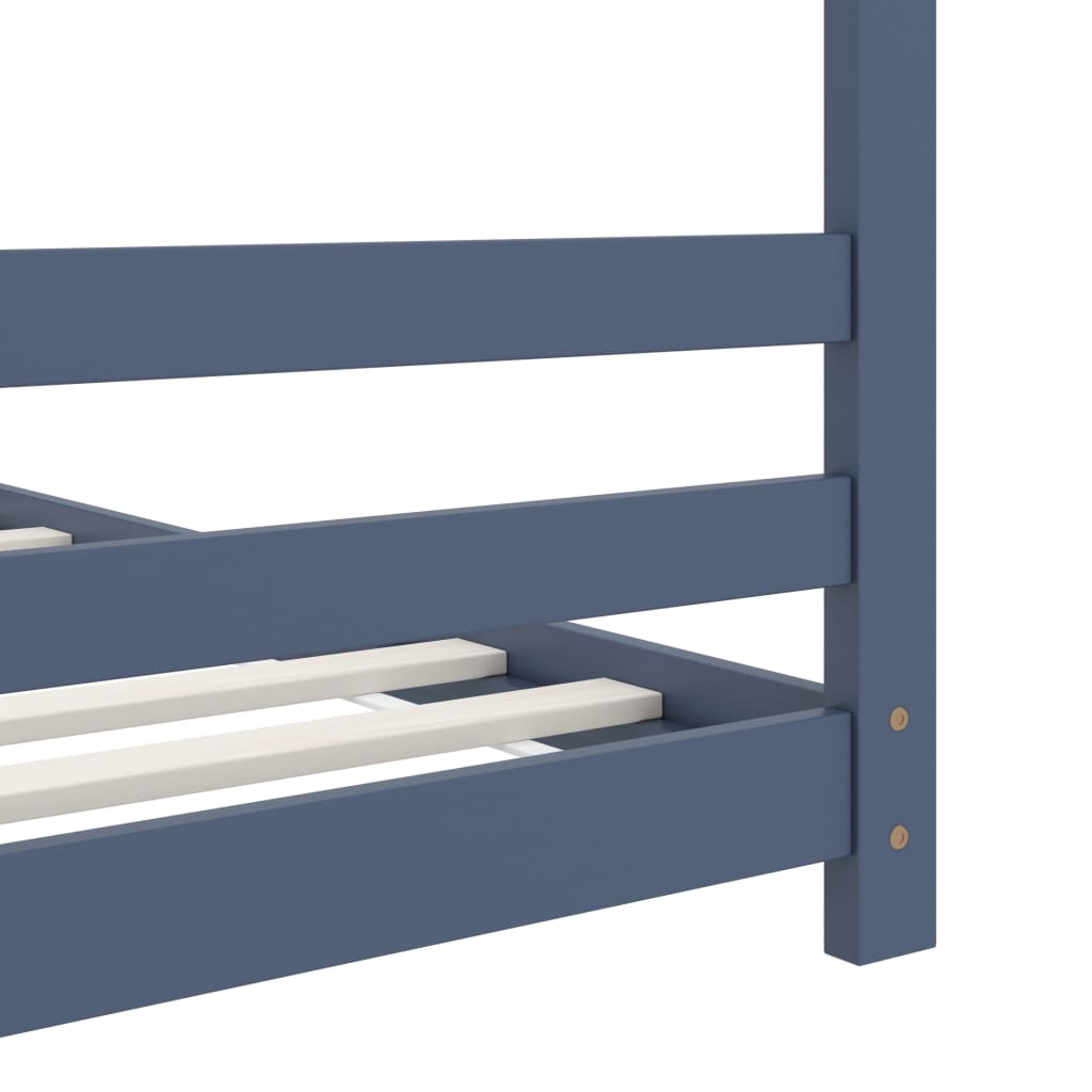 Kinderbedframe massief grenenhout grijs 70x140 cm