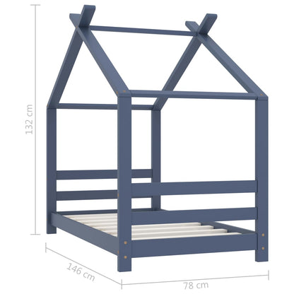 Kinderbedframe massief grenenhout grijs 70x140 cm