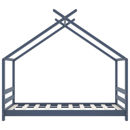 Kinderbedframe massief grenenhout grijs 80x160 cm