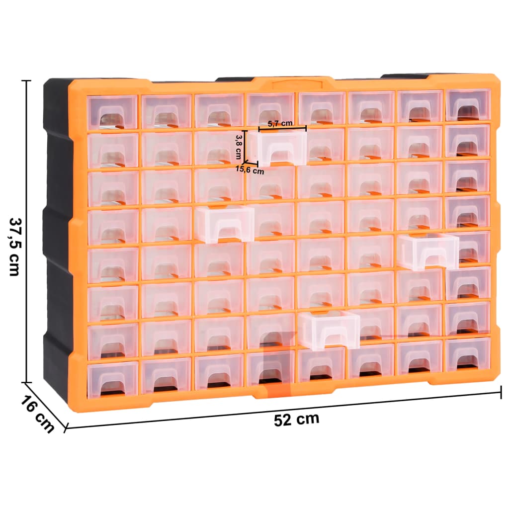 Organiser met 64 lades 52x16x37,5 cm