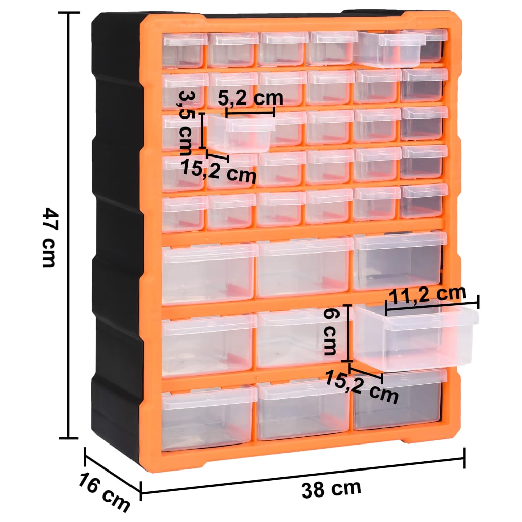 Organiser met 39 lades 38x16x47 cm