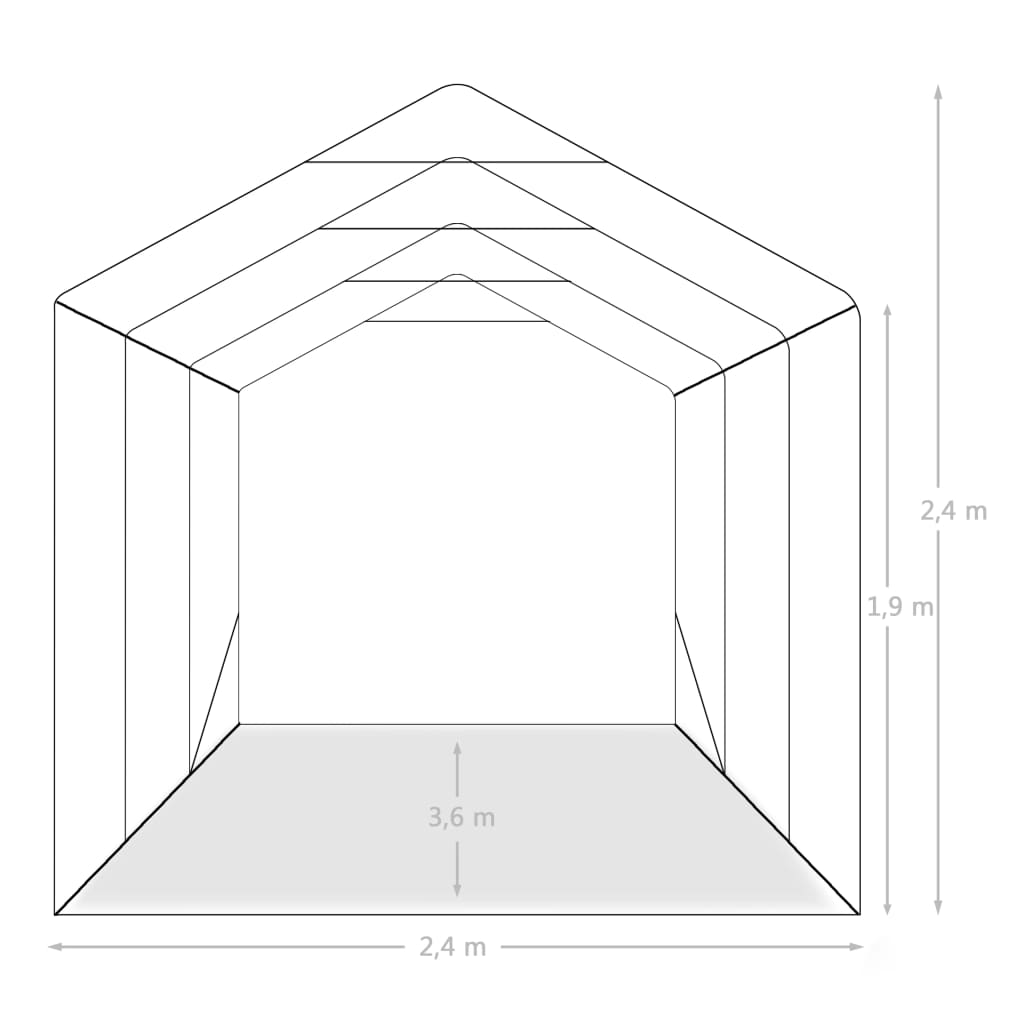 Garagetent 2,4x3,6 m PVC groen