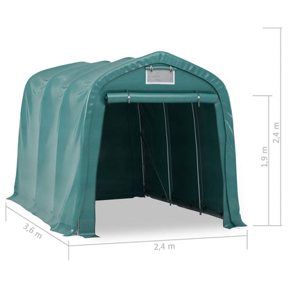 Garagetent 2,4x3,6 m PVC groen