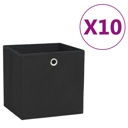 Opbergboxen 10 st 28x28x28 cm nonwoven stof zwart