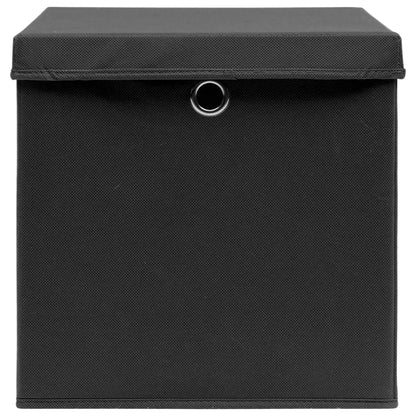 Opbergboxen met deksel 10 st 28x28x28 cm zwart