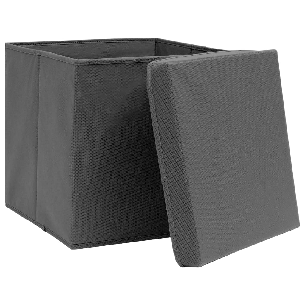Opbergboxen met deksel 4 st 28x28x28 cm zwart