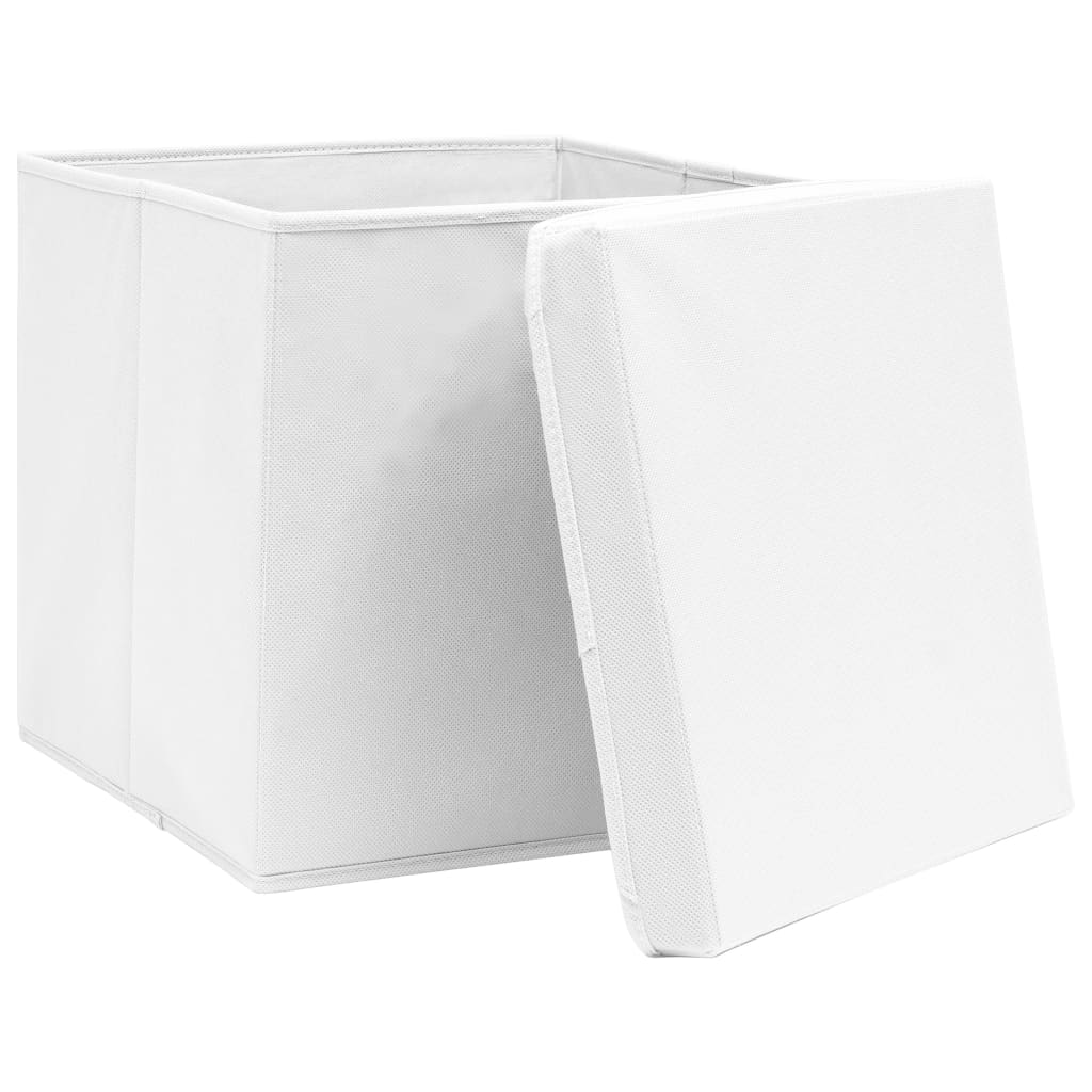 Opbergboxen met deksel 4 st 28x28x28 cm wit