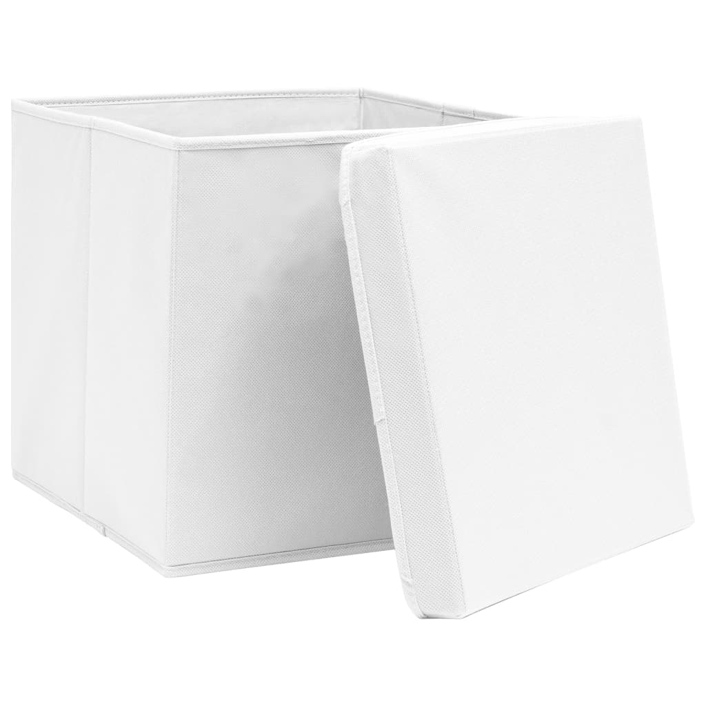 Opbergboxen met deksel 10 st 28x28x28 cm wit