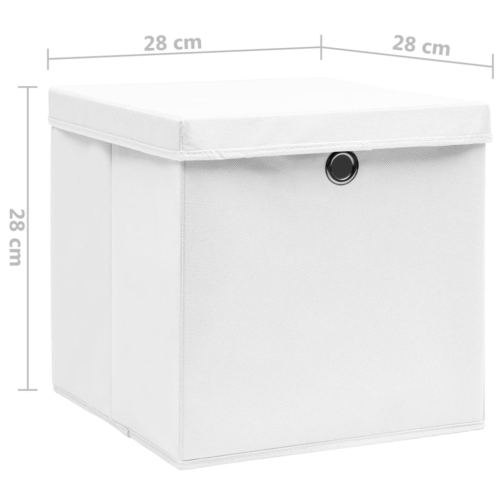 Opbergboxen met deksel 10 st 28x28x28 cm wit